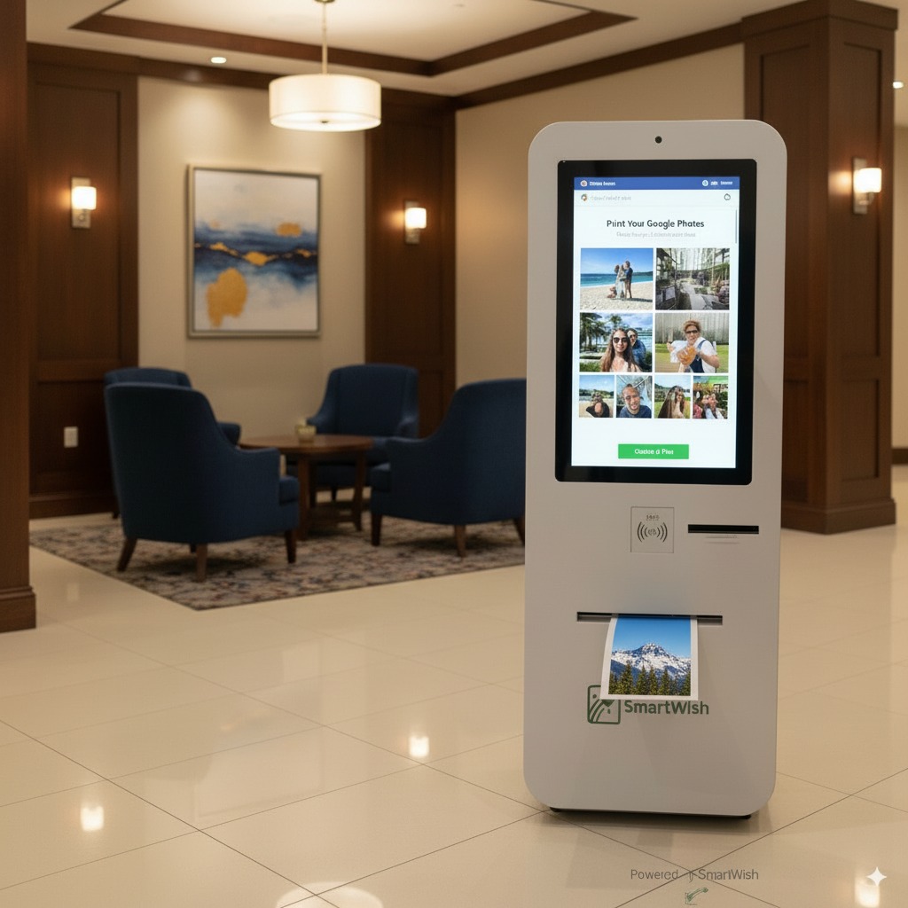Modern hotel kiosk printing station